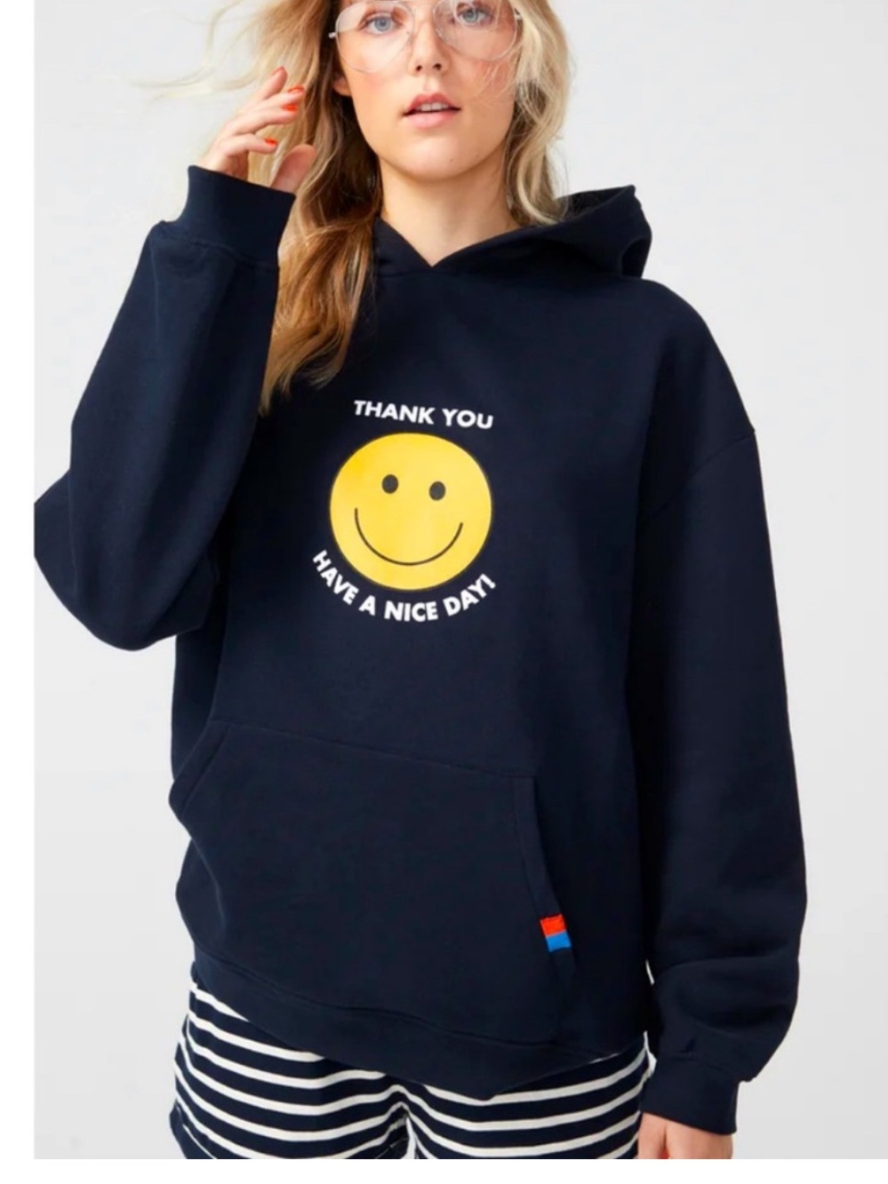 Kule Have a Nice Day "the oversized takeout Hoodie" smiley sweatshirt Small